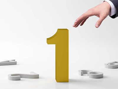 Hand Selecting Top Business Equipment Represented By Golden Number One Among Others 3d model
