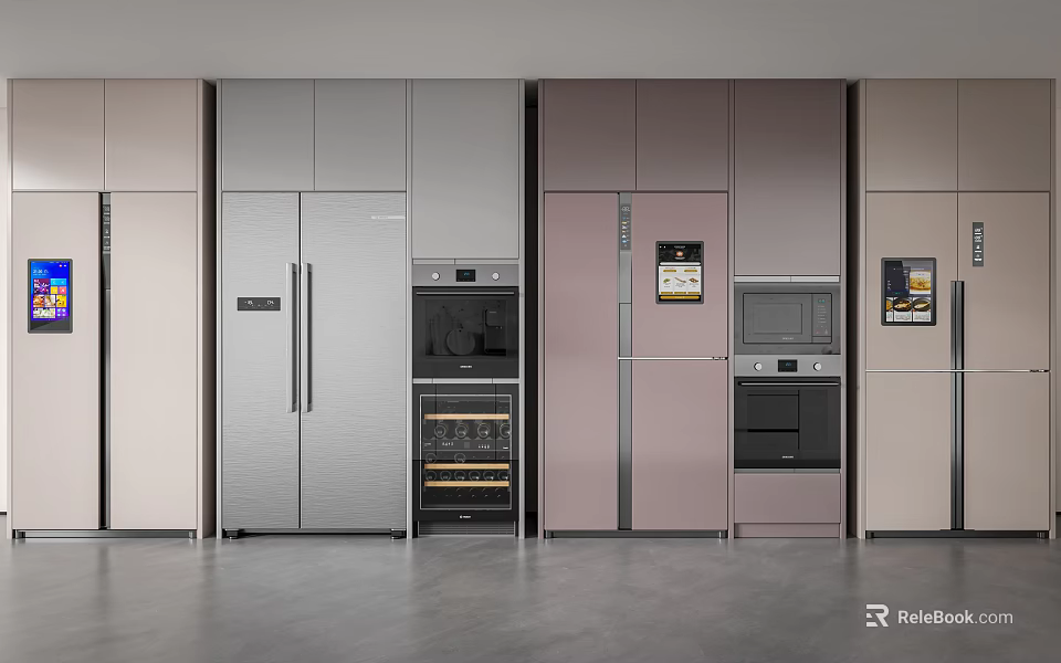 Modern Refrigerators with Various Colors and Built in Design for Modern Kitchen 3d model 