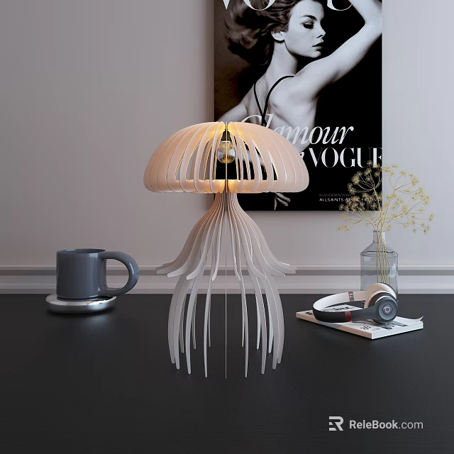Modern Jellyfish Inspired Table Lamp for Home Desk Decorative Lighting Fixture 3d model 