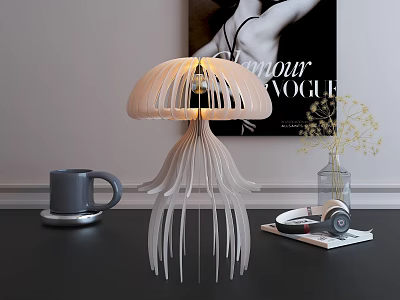 Modern Jellyfish Inspired Table Lamp for Home Desk Decorative Lighting Fixture 3d model