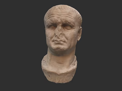 Ancient Male Stone Bust Sculpture With Detailed Facial Features And Neck 3d model