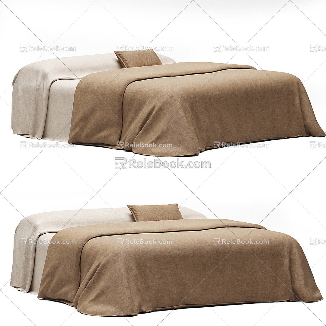 Modern Double Bed Bedding 3d model