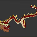 Traditional Chinese Dragon Artwork With Red Yellow Winding Body And Flame Details