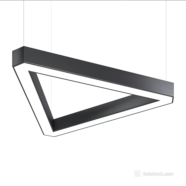 Modern Triangular Chandelier With Black Frame And White LED Light Strip For Interior Design 3d model