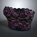 Elegant Women’s Black And Purple Lace Corset With Intricate Floral Patterns Design