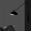 Modern Black Wall Lamp With Metal Arm And Warm Illumination Mounted On Dark Wall