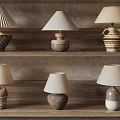 Unique Shaped Table Lamps with Decorative Vases on Shelves 3d model