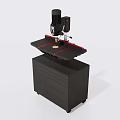 Industrial Equipment Workbench With Black Body Motor And Drawer Cabinet Red Guide Lines