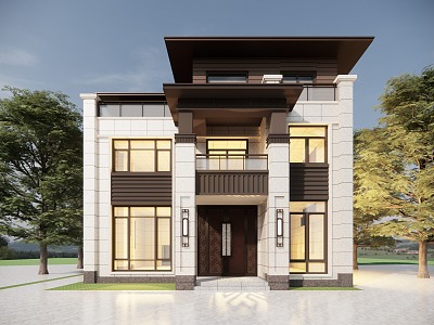 New Chinese Style Single-family Villa Homestay Hotel Rural Self-built Rural Residence 3d model