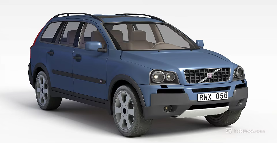 Blue Volvo SUV Featuring Spacious Trunk Storage Locker And License Plate RWX 056 3d model 
