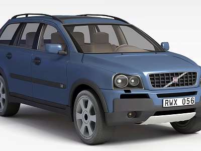 Blue Volvo SUV Featuring Spacious Trunk Storage Locker And License Plate RWX 056 3d model