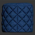 Stylish Blue Round Sofa Stool with Diamond Quilted Upholstered Fabric Design 3d model