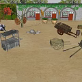 Natural Garden Landscape With Camel Kiosk Sheep Green Trees And Sandy Ground