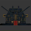 Architectural Component With Black Gold Structure Circular Platform And Pink Staircase