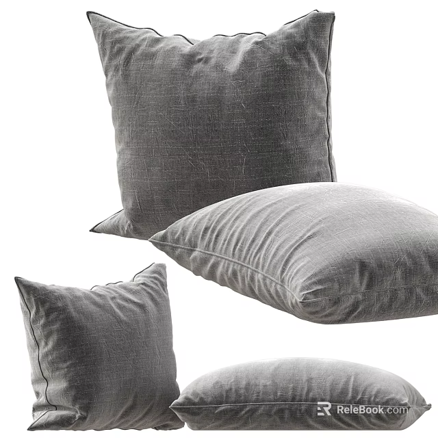 Gray Soft Fabric Decorative Pillows In Multiple Sizes For Home Sofa 3d model