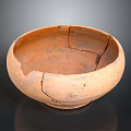 Ancient Handcrafted Clay Sculpture Bowl With Visible Cracks And Rustic Texture 3d model