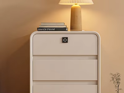 Modern Minimalist Bedside Table With Wooden Table Lamp And Stack Of Books 3d model