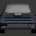 Retro Two Door Car With Black Body Front Grille Blue Headlights Red Tail Lights