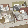 Pastel Colored Baby Cribs With Upholstered Headboards And Soft Bedding Sets In Multiple Tones