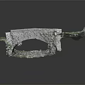 Ancient Stone Bridge Scene Model With Grass Covered Ground Stone Walls And Lush Vegetation