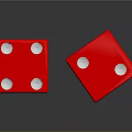 Two Red Dice With White Dots On Glossy Surface Showing Clear Reflections