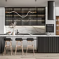 Modern Bar Chair Combination Open Bar Combination 3d model