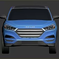 Sleek Modern Blue SUV Exterior with Black Roof and Silver Wheels