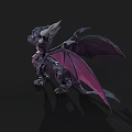 Flying Animal Purple Dragon Featuring White Horns Green Eyes Purple Wings And Sharp Claws