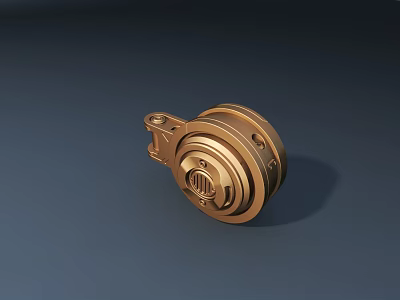 Golden Brass Door Handle With Elegant Circular Design For Home Interior 3d model