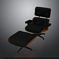 Black And Orange Leather Tufted Armchair With Matching Ottoman And Classic Design