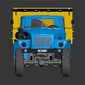Blue And Yellow Heavy Duty Dump Truck With Large Cargo Bed And Wheels