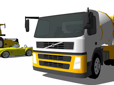 Volvo White And Yellow Concrete Mixer Truck For Heavy Duty Construction Work 3d model