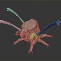 Grayish Brown Sci Fi Fantasy Game Movie Character With Multiple Tentacles And Orange Glowing Tips