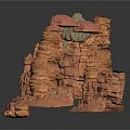 3D Rendered Layered Rock Formation With Red Brown Gray Layers And Stacked Columns