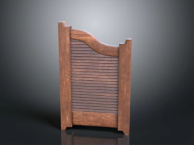 Wooden Louvered Decorative Door Panel With Curved Edges And Natural Texture 3d model