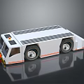 White Industrial Transport Vehicle With Large Wheels Roof Grilles Orange Stripes And Yellow Lights