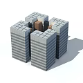 Modern Commercial Complex With Surrounding High Rise Buildings And Central Architectural Structure 3d model