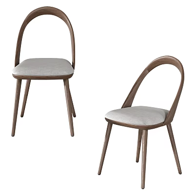 Modern Minimalist Dining Chairs With Wooden Frame And Gray Fabric Seats 3d model