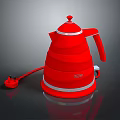 Modern Red Electric Kettle With Layered Design And Power Cord