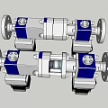 Industrial Blue And White Mechanical Components With Flanges And Connecting Parts