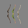 Traditional Weapon Decorative Bows Featuring Three Different Colorful Patterns and Intricate Designs 3d model