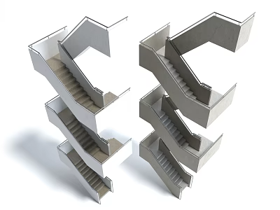Modern Spiral Stairs Architectural Design With Geometric Structure And Gray Concrete 3d model