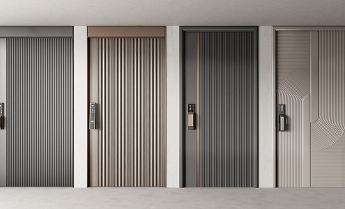 Modern swing door entrance door single door 3d model