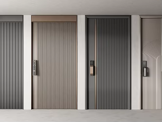 Modern swing door entrance door single door 3d model
