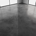 Gray Concrete Floor with Smooth Polished Surface in Modern Indoor Space and Black Windows