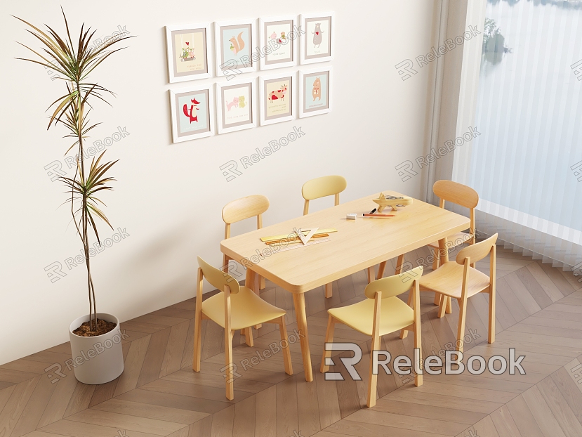 Children's Table Chair Kindergarten Table Chair Handmade Table Chair Decorative Painting model