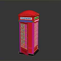 Red Telephone Booth Classic Architecture With Glass Windows And Iconic Design