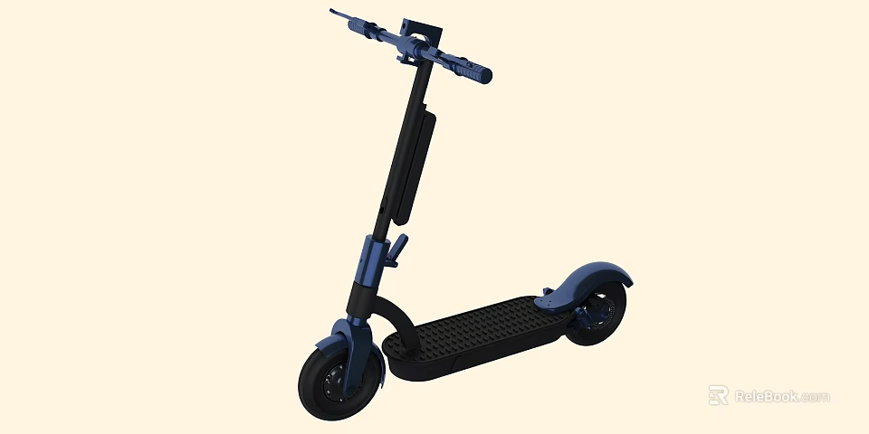 Lightweight Foldable Electric Scooter For Sports With Adjustable Handlebar Black Blue Frame 3d model 