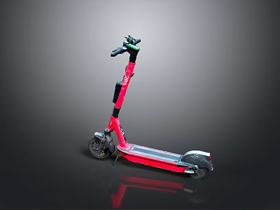 Red And Black Modern Electric Scooter With Adjustable Handlebar And Sturdy Wheels 3d model