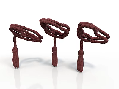 Three Dark Red Rope Woven Decorative Ties for Home Decoration Household Essentials 3d model